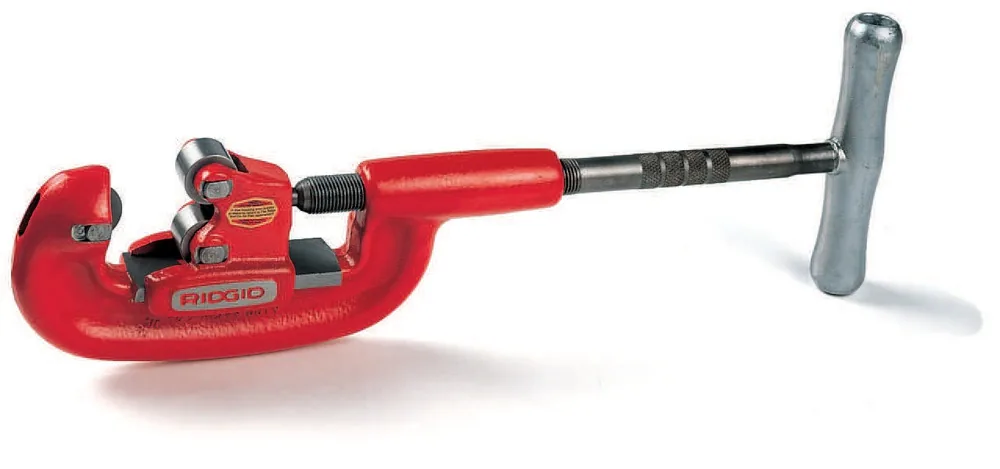 Cortador de tubos de aço de roletes, vermelho, com fuso em T
