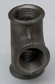Tê de ferro fundido maleável preto (sem galvanização), com rosca interna